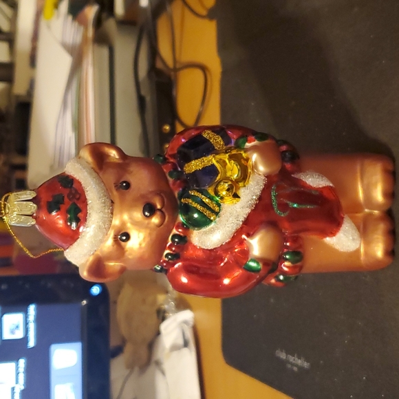 Large Christmas Teddy Bear Mercury Glass Ornament 6.5in - Picture 1 of 4